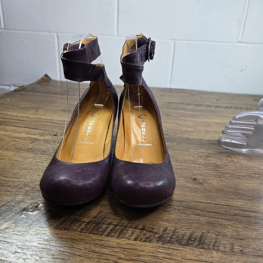 Vtg Jeffrey Campbell Edson 2 Purple Leather Ankle Strap Pumps Heels - Picture 12 of 14